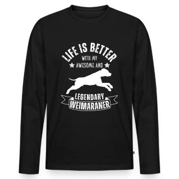 Legendärer Weimaraner Vintage Retro - Männer Premium Bio Langarmshirt - Schwarz - Vorne - Nico (187cm)