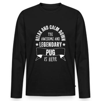 Relax my Legendärer Mops ist hier Retro - Männer Premium Bio Langarmshirt - Schwarz - Vorne - Nico (187cm)