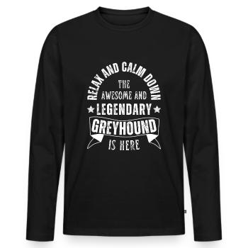 Legendary Greyhound Dog Retro Vintage - Men's Premium Organic Long Sleeve Shirt - black - Front - Nico (187cm)