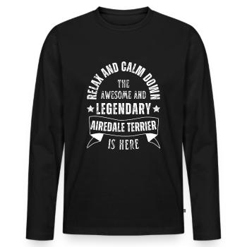 Relax my legendary Airedale Terrier is here Retro - Men's Premium Organic Long Sleeve Shirt - black - Front - Nico (187cm)
