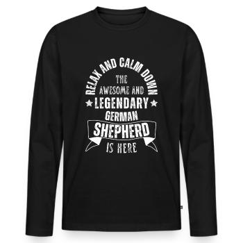 Legendary German Shepherd Retro Vintage - Men's Premium Organic Long Sleeve Shirt - black - Front - Nico (187cm)
