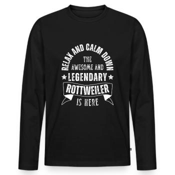 Relax my legendary Rottweiler is here Retro - Men's Premium Organic Long Sleeve Shirt - black - Front - Nico (187cm)