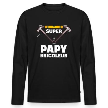 le Super Bricoleur C'est Mon Papy Idée Cadeau - T-shirt manches longues Premium bio Homme - noir - Devant - Nico (187cm)