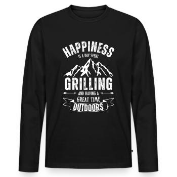 BBQ and barbecue in nature - Men's Premium Organic Long Sleeve Shirt - black - Front - Nico (187cm)