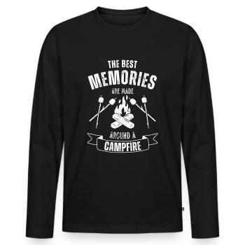 Camping Lagerfeuer Zelten in der Natur Outdoor - Männer Premium Bio Langarmshirt - Schwarz - Vorne - Nico (187cm)