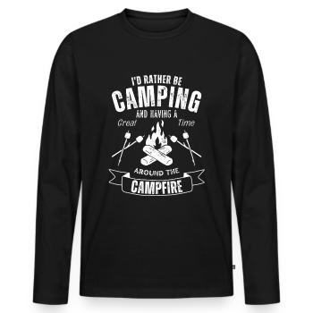 Camping Lagerfeuer Zelten in der Natur Outdoor - Männer Premium Bio Langarmshirt - Schwarz - Vorne - Nico (187cm)