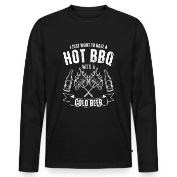 BBQ, grillen und Bier trinken für Bierliebhaber - Männer Premium Bio Langarmshirt - Schwarz - Vorne - Nico (187cm)