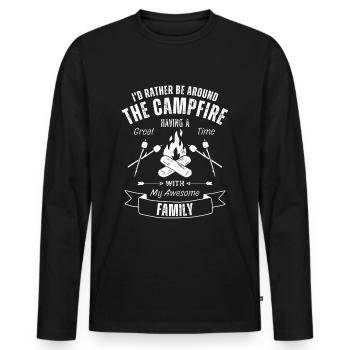 Camping campfire with family - Men's Premium Organic Long Sleeve Shirt - black - Front - Nico (187cm)