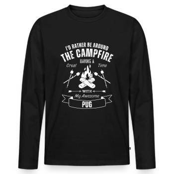 Carlin Chien de plein air Nature Randonnée Camping - T-shirt manches longues Premium bio Homme - noir - Devant - Nico (187cm)
