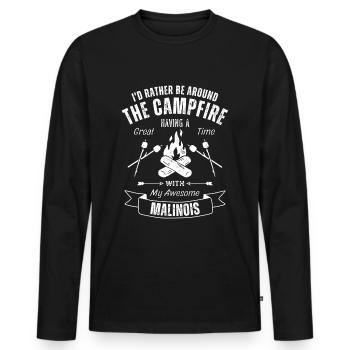Malinois Outdoor Dog Hiking Camping - Men's Premium Organic Long Sleeve Shirt - black - Front - Nico (187cm)
