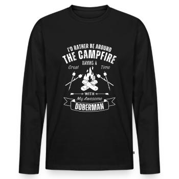 Doberman Outdoor Dog Nature Hiking Camping - Men's Premium Organic Long Sleeve Shirt - black - Front - Nico (187cm)