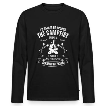 German Shepherd Outdoor Dog Hiking Camping - Men's Premium Organic Long Sleeve Shirt - black - Front - Nico (187cm)