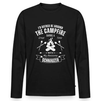Schnauzer Chien de plein air Nature Randonnée Camping - T-shirt manches longues Premium bio Homme - noir - Devant - Nico (187cm)