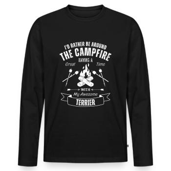 Terrier Outdoor Dog Nature Hiking Camping - Men's Premium Organic Long Sleeve Shirt - black - Front - Nico (187cm)