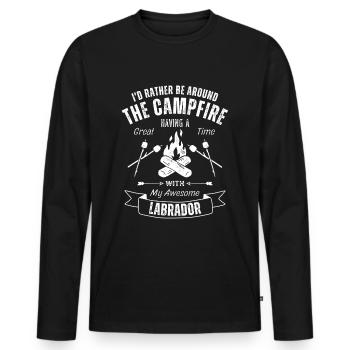 Labrador Outdoor Dog Nature Hiking Camping - Men's Premium Organic Long Sleeve Shirt - black - Front - Nico (187cm)