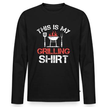 Griller BBQ Grill Grill Master GrillIng Bbq Party - Men's Premium Organic Long Sleeve Shirt - black - Front - Nico (187cm)