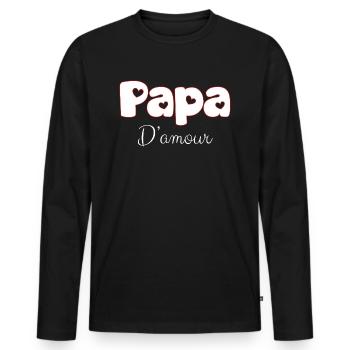Mon Papa D'Amour Unique Et Incroyable - T-shirt manches longues Premium bio Homme - noir - Devant - Nico (187cm)