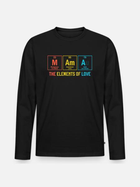 Mama Elementer af kærlighed periodisk bord mor - Premium økologisk langærmet T-shirt til mænd - sort