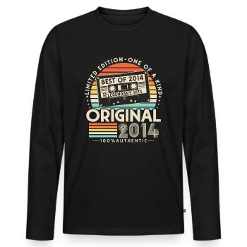 Original 2014 Jahrgang Retro Geburtstag Geschenk - Männer Premium Bio Langarmshirt - Schwarz - Vorne - Nico (187cm)