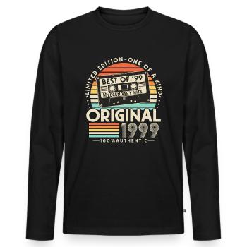 Original 1999 Vintage Retro Cadeau d’anniversaire - T-shirt manches longues Premium bio Homme - noir - Devant - Nico (187cm)