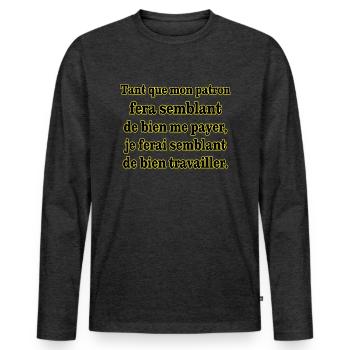semblant travailler - T-shirt manches longues Premium bio Homme - anthracite chiné - Devant - Nico (187cm)