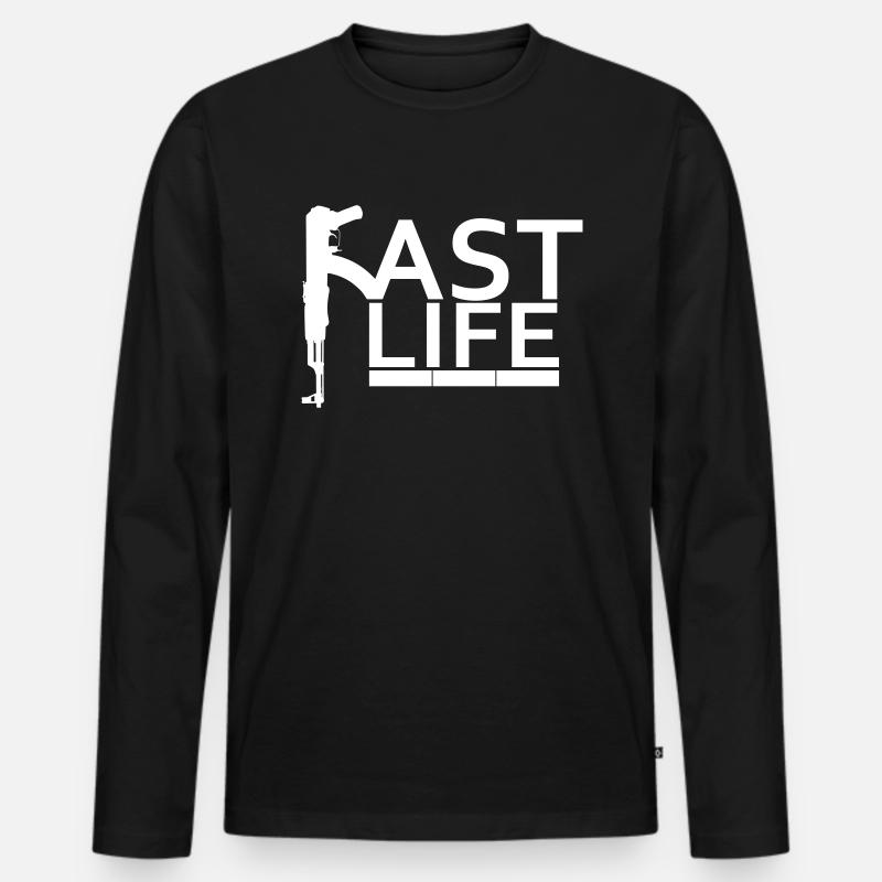 Fast Life - Männer Premium Bio Langarmshirt - Schwarz