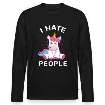 Licorne je déteste les gens cadeau de Licorne - T-shirt manches longues Premium bio Homme - noir - Devant - Nico (187cm)
