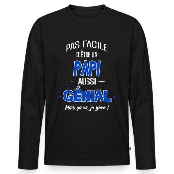 PAPI - T-shirt manches longues Premium bio Homme - noir - Devant - Nico (187cm)