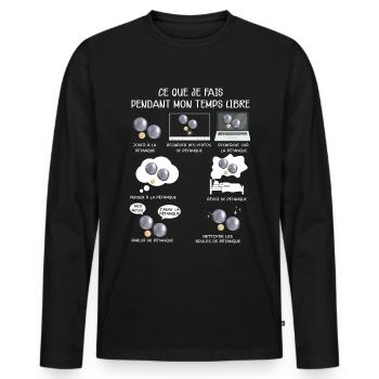 Jeu de pétanque - T-shirt manches longues Premium bio Homme - noir - Devant - Nico (187cm)