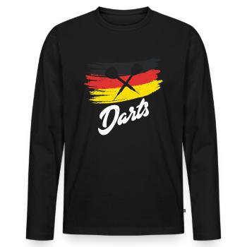 Dart Darthemd lustig Deutschlandfahne Dartpfeile - Männer Premium Bio Langarmshirt - Schwarz - Vorne - Nico (187cm)