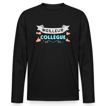 Meilleur Collègue De La Boîte - T-shirt manches longues Premium bio Homme - noir - Devant - Nico (187cm)