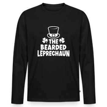 Der bärtige Kobold - Männer Premium Bio Langarmshirt - Schwarz - Vorne - Nico (187cm)