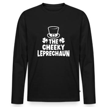 The Cheeky Leprechaun - Men's Premium Organic Long Sleeve Shirt - black - Front - Nico (187cm)