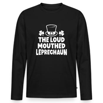 Le lutin à la grande gueule - T-shirt manches longues Premium bio Homme - noir - Devant - Nico (187cm)