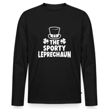 The Sporty Leprechaun - Men's Premium Organic Long Sleeve Shirt - black - Front - Nico (187cm)