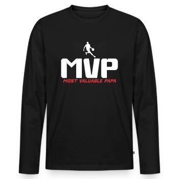 Most Valuable Papa Basketball Geschenkidee - Männer Premium Bio Langarmshirt - Schwarz - Vorne - Nico (187cm)