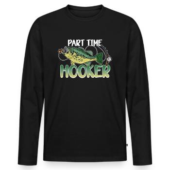 Pêche, pêcheur, pêcheur, idée cadeau, humour - T-shirt manches longues Premium bio Homme - noir - Devant - Nico (187cm)
