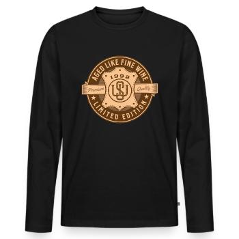Vieilli comme du bon vin 1992 idée cadeau d’anniversaire - T-shirt manches longues Premium bio Homme - noir - Devant - Nico (187cm)