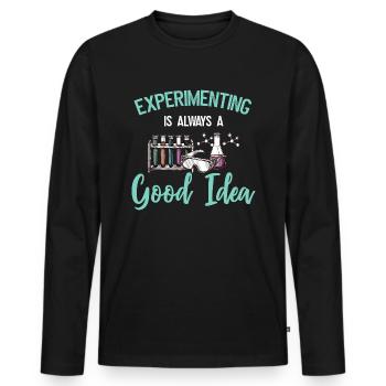 Chimie chimiste - T-shirt manches longues Premium bio Homme - noir - Devant - Nico (187cm)