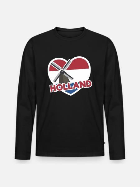 holland Flagge Herz Zitat Grafik Bestseller - Männer Premium Bio Langarmshirt - Schwarz