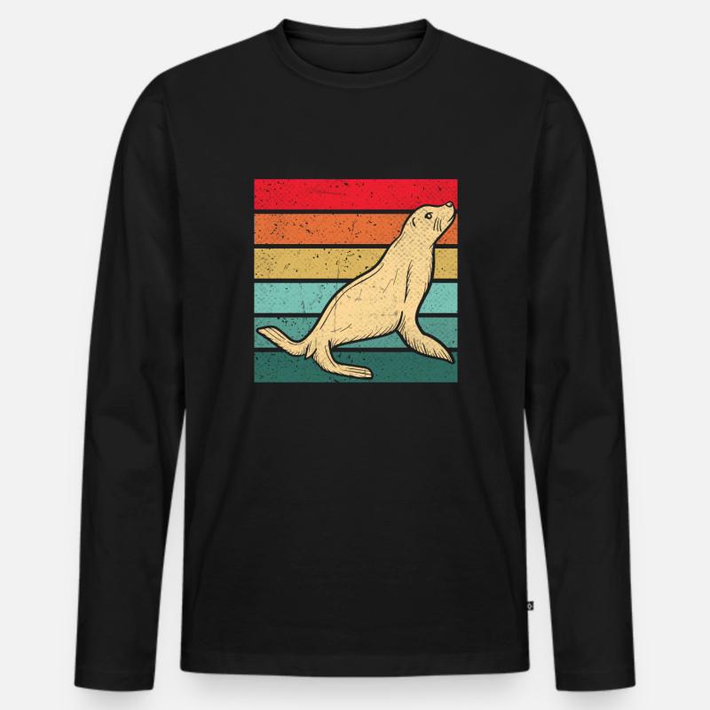 Robbe - Männer Premium Bio Langarmshirt - Schwarz