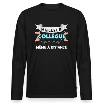 Meilleure Collegue Télétravail Cadeau Cool - T-shirt manches longues Premium bio Homme - noir - Devant - Nico (187cm)