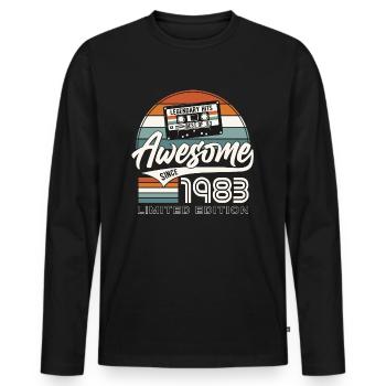 1983 Vintage Vintage Rétro Cadeau d’anniversaire - T-shirt manches longues Premium bio Homme - noir - Devant - Nico (187cm)