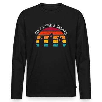 Cat Owner Cat Funny Rock Paper Scissors - T-shirt manches longues Premium bio Homme - noir - Devant - Nico (187cm)