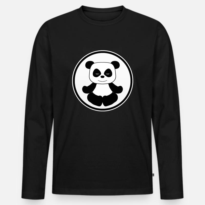 Panda - Männer Premium Bio Langarmshirt - Schwarz