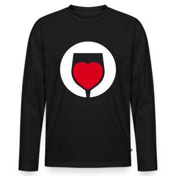 Wine Love Wine Glass Wine Drinker - Men's Premium Organic Long Sleeve Shirt - black - Front - Nico (187cm)