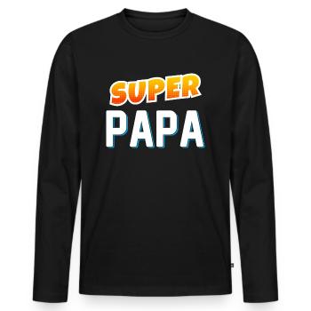 Super Dad Gift of Super Kids - Men's Premium Organic Long Sleeve Shirt - black - Front - Nico (187cm)