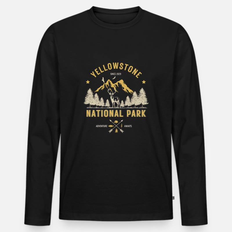 Yellowstone-Nationalpark - Männer Premium Bio Langarmshirt - Schwarz