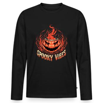 Joyeux Halloween Citrouille - T-shirt manches longues Premium bio Homme - noir - Devant - Nico (187cm)