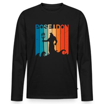 Graphique Poséidon - T-shirt manches longues Premium bio Homme - noir - Devant - Nico (187cm)